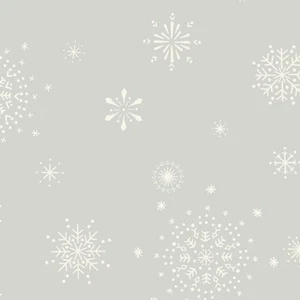 Christmas Cotton Fabric 1 Yd Retro HoHo Snowflakes on Gray - Picture 1 of 1