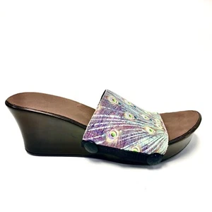 ONESOLE Wedge Sandal Soft Step Peacock Slide by Quick Change Artist Size 5 - Picture 1 of 6