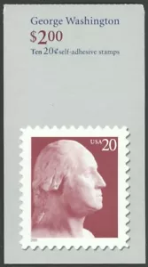 Folleto de 10 estampillas de George Washington 2001 Scott #BK281A (3482b,c) 20c - MNH - Imagen 1 de 3