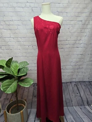 Vintage Together! Vestido de cóctel rojo asimétrico bordado con un hombro - 16 Foto 1 de 4