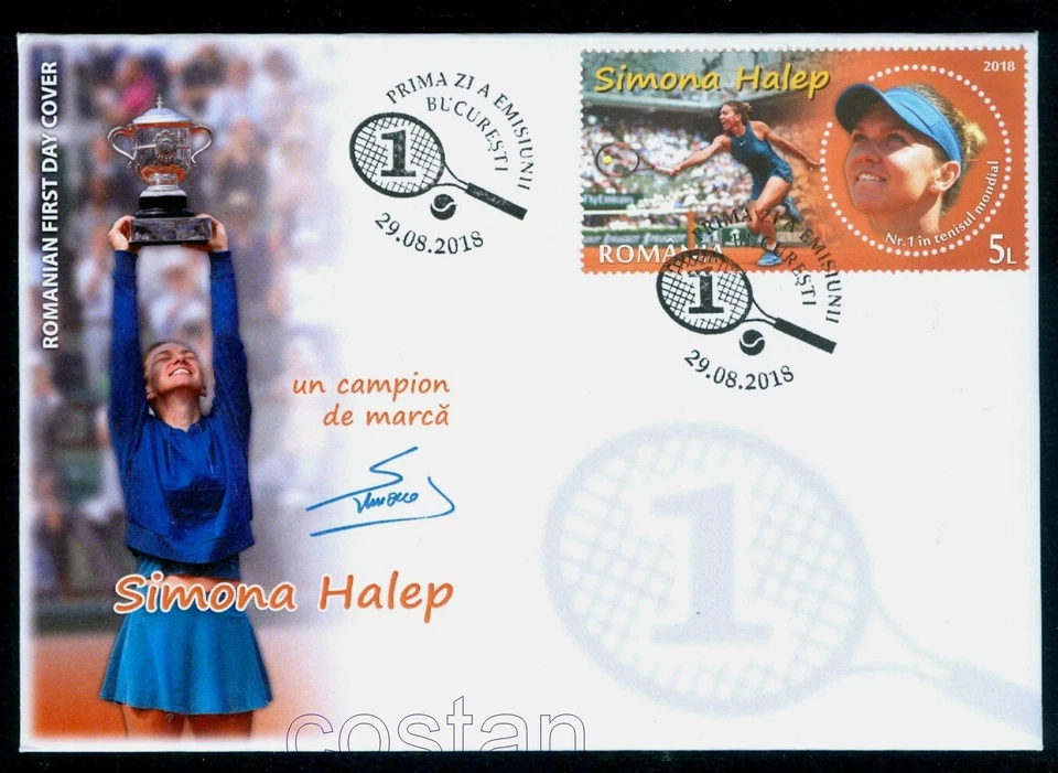 2018 Simona HALEP,tennis,Rolland Garros winner,WTA World nr.1,Romania,M.7444,FDC - Image 1 of 1