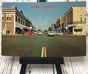 Rogers Arkansas, Historic Downtown Rogers Drug Store Coca-Cola Postcard - Picture 1 of 4