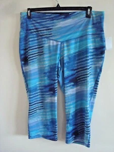 Ladies Plus Legging Capri Size 1X Blue Wicking Tummy Control NWT - Picture 1 of 2