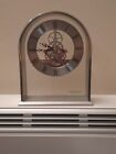 Silver Tone Brushed Metal and Glass Battery Mantel Clock by London Clock
