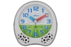 Atlanta Kinderwecker weiß ohne Tickgeräusch Wecker Fußball Lernuhr 1719-0F - Bild 1 von 3