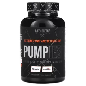 2 X Axe & Sledge Supplements, Pumpies, Extreme Pump And Blood Flow, 100 Vcaps - Picture 1 of 3
