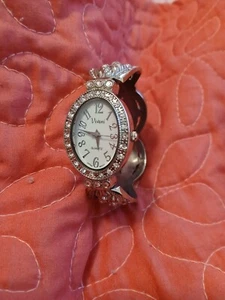 Women's Vivani Rhinestone Cuff Band Watch Working - Picture 1 of 5