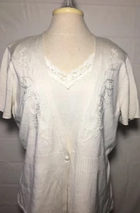 Requirements Women’s Off-White Knit Top with Attached Sweater Size XL - Picture 1 of 5
