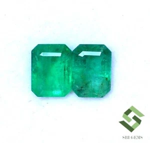 8x6 mm Natural Emerald Octagon Cut Pair 2.47 CTS Untreated Loose Gemstones - Picture 1 of 7
