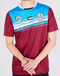 THAQAFI TULKAREM 2020-21 HOME XL (43" CHEST) RED/BLUE PALESTINE SOCCER SHIRT NEW - Picture 1 of 7