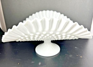 Banana Bowl White Milk Glass Vintage Fenton Hobnail Tall Foot fruit # 3720 - Picture 1 of 9