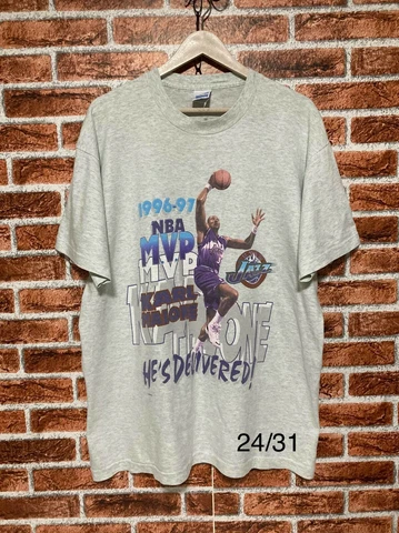Vintage Karl Malone MVP Utah Jazz 1996-97 NBA T-shirt Salem Size XL Cover
