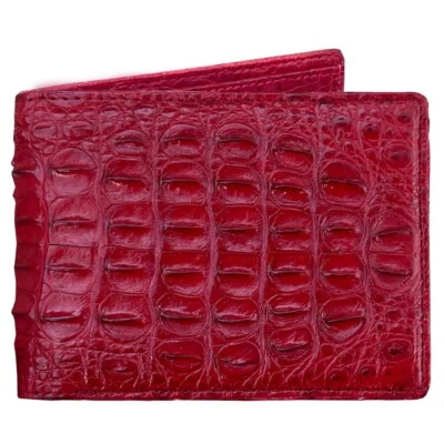 Cartera plegable de cocodrilo de doble cara genuina hecha a mano billetera de piel para hombre Foto 1 de 2