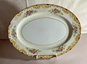 Noritake N1238 Blumenmuster & gelbes Gitter 11 1/2" ovale Servierplatte - Bild 1 von 2