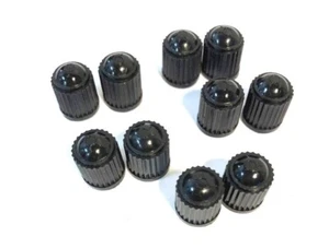 10 X UNIVERSAL BLACK PLASTIC TIRE VALVE STEM AIR CAPS DUST COVER CAR MOTORCYCLE - Picture 1 of 1