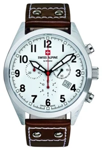 Swiss Alpine Military Leader Chronograph Brown Leather Men's Watch 1293.9533 SAM - Picture 1 of 1