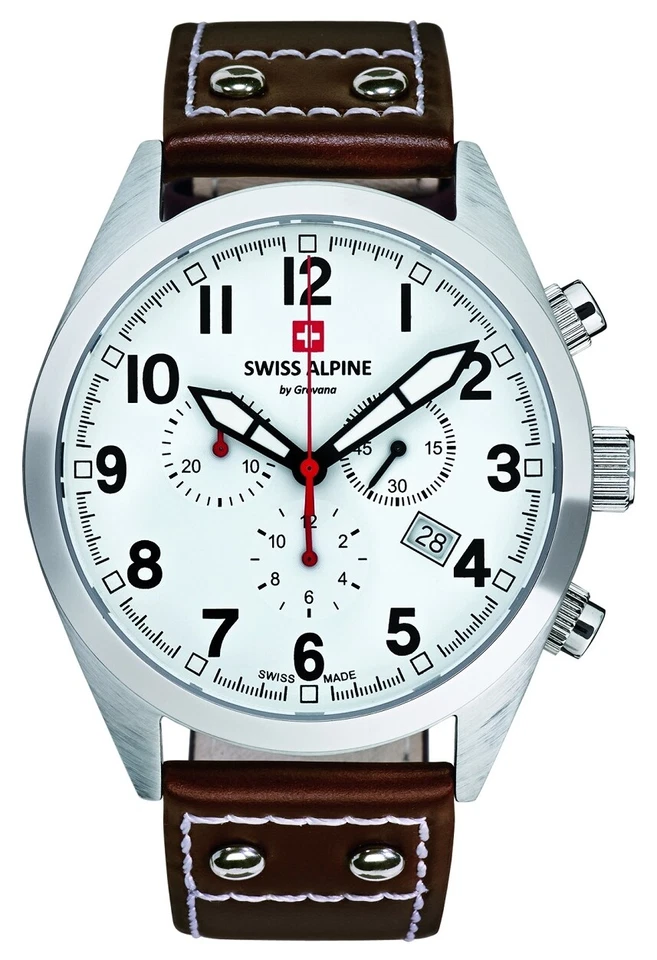 Reloj Hombre Swiss Alpine Military Leader Cronógrafo Cuero Marrón 1293.9533 SAM Foto 1 de 1