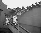 Giants starting pitcher Sal Maglie heads down clubhouse stairs to  .. Old Photo