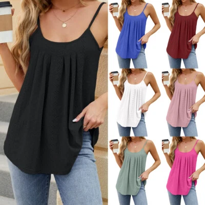 Womens Vest Tops Summer Sleeveless Blouse Ladies Tank Cami Tee T Shirt Plus Size - Image 1 of 4