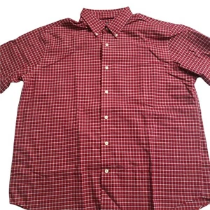 St Johns Bay Shirt Mens XL Check Red Plaid Short Sleeve Button Lightweight  - Picture 1 of 5