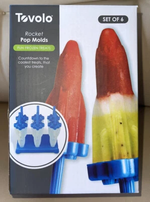Tovolo ROCKET Ice Pops Frozen Treat Molds Conjunto de 6 Cofre para Máquina de Lavar Louça Novo Na Caixa Formato Divertido - Imagem 1 de 2