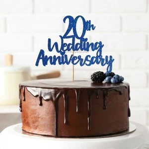 20th Wedding Anniversary Cake Topper Birthday Party Decoration 10 30 40 50 60 - Picture 1 of 4