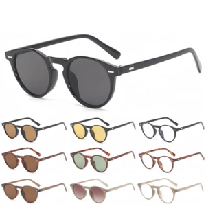 Klassische runde ovale kreisförmige Herren Damen getönte Gläser Retro Vintage Mode Sonnenbrille - Bild 1 von 17