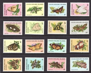 1982 Cocos Keeling Islands Sc# 87-102 set. Butterfly & Moth MNH Cv$14.65 - Picture 1 of 1