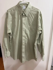 Brooks Brothers olivgrün und weiß Hemd Herren 16 1/2-4/5 Ausschnitt - Bild 1 von 3
