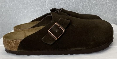 Zuecos Birkenstock Boston para hombre talla 10 gamuza moca cama suave informales sin cordones mulas Foto 1 de 4