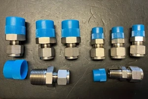 8 - Swagelok 316 Stainless Pipe to 3/8" Tube Fittings (4)  1/2" + (4) 3/8" Male - Picture 1 of 2