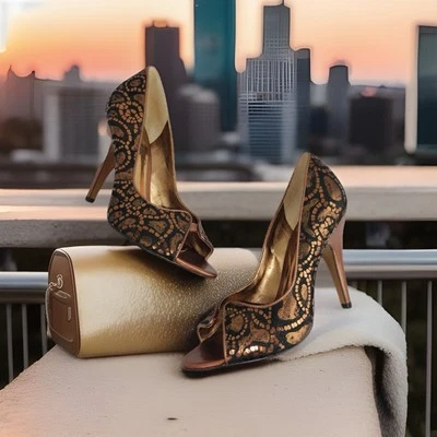 Peeptoe Carlos by Carlos Santana 'Pounce' Bronce Princesa Cobre/Negro Talla 7.5 Foto 1 de 4