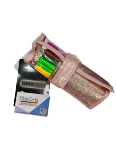 Astuccio rotolo TintaUnita GLAMOUR ROSA borsello glitterato arrotolabile per la - Imagen 1 de 1