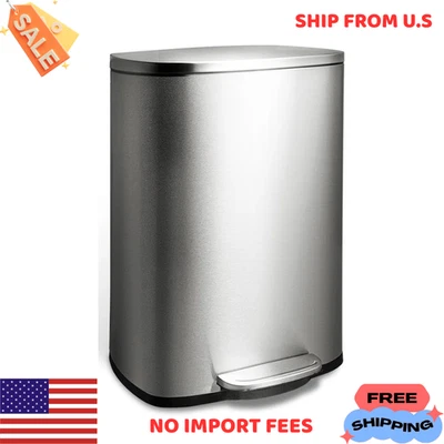 Nine Stars 13.2-Gallon Step-on Stainless Steel Trash Can