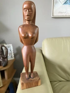 Vintage MCM handgeschnitzte Akt Frauen weiblicher Körper Skulptur signiert PC datiert 1963 - Bild 1 von 7