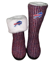 FOCO NFL Buffalo Bills Winter Boot Style  Slippers Womens Size L Faux Fur - Picture 1 of 17