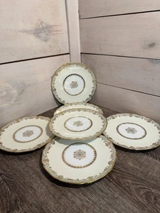 Lot Of 6 Noritake Beaudina Bread Plates Gold Aqua China - Picture 1 of 6