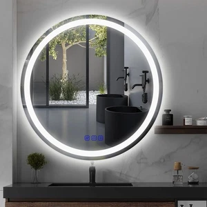 24 LED Round Bathroom Mirror – Front  Backlit Lighted Vanity Mirror, Wall-Mou... - Picture 1 of 9