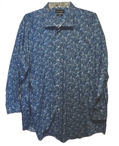 Paul Fredrick Herren LS Hemd Gr. 20/35 Paisley Blumen Flip Cuffs blau Motiv - Bild 1 von 7
