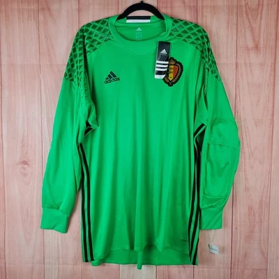 阿迪达斯 Climalite Adizero 守门员球衣男式 XL 绿色比利时 Urbsfa Kbvb — 第 1/4 张图片