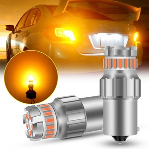 2Pcs BA15S P21W 1156 LED Bulbs - Bright Amber -Signal Rear Indicator Lights - Picture 1 of 9