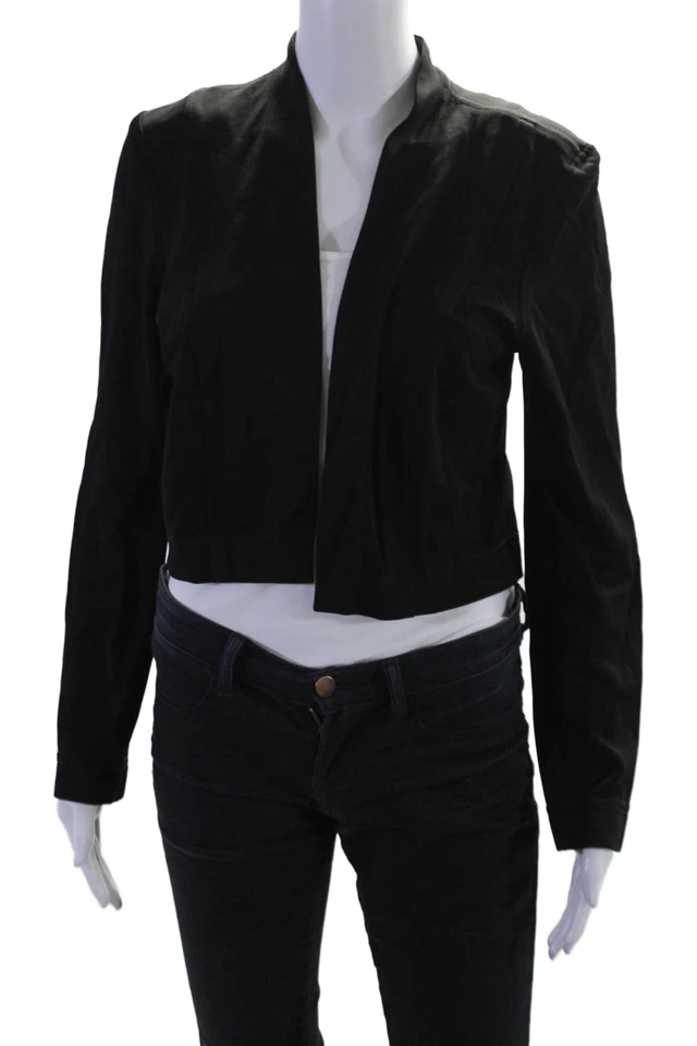 Chaqueta corta Tadashi para mujer manga larga frente abierto negra talla M Foto 1 de 4