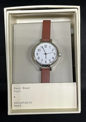 Reloj con correa para mujer - A New Day™ plateado/marrón: movimiento de cuarzo, estuche de aleación, mío Foto 1 de 2