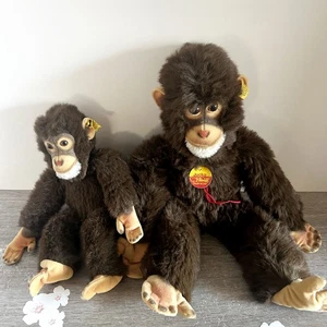 Vintage 60er Jahre Jocko 0020/25 & großer Jocko 0020/35 Schimpanse Plüsch Paar ÖSTERREICH - Bild 1 von 8