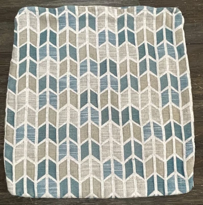 Throw pillow cover blue beige pattern 18x19 zipper coastal modern geometric - Image 1 of 4