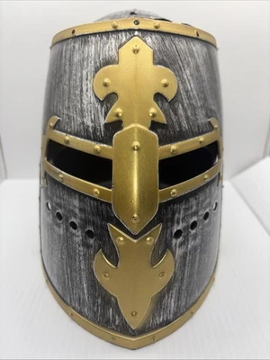 Casco de caballero cruzado medieval máscara de Halloween luces LED cosplay armadura 9” Foto 1 de 4