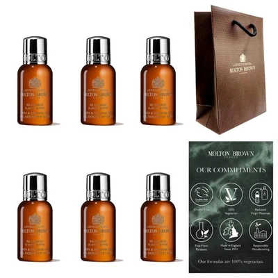 Molton Brown Re-Charge Black Pepper Bath & Shower Gel 6 x 50ml Bottles, Gift Bag