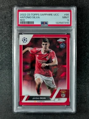2022-23 Topps Chrome UEFA ANTONIO SILVA 3/5 Rookie RC Red Sapphire SP #86 PSA 9 - Image 1 of 4