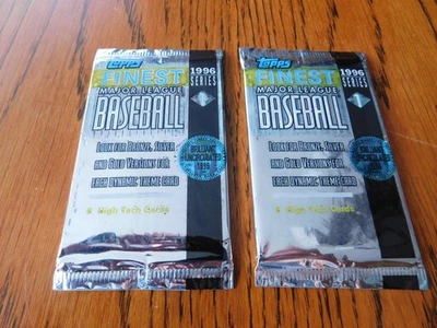 Two 1996 Topps FINEST MLB Baseball Series 1 Factory Sealed 6 Card Foil Packs Lot - Image 1 of 3