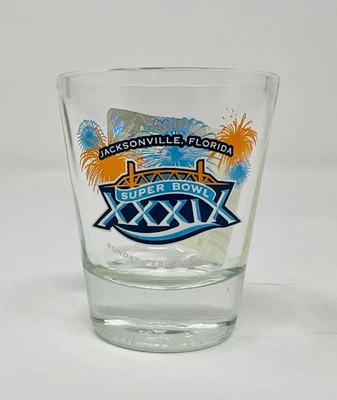 SUPER BOWL XXXIX PATRIOTS vs EAGLES NFL LICENCIA OFICIAL 2oz VIDRIO DE TIRO con ETIQUETAS Foto 1 de 4